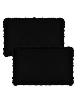 Kuber Industries - Black Cotton Luxurious Pleated Frill Border Pillow Covers (Pack Of 2)