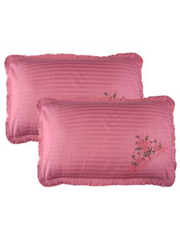 Kuber Industries - Pink Cotton Lining Embroidery Pillow Covers (Pack Of 2)
