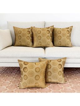 Kuber Industries - Gold Polyester Banarasi Gola Cushion Covers (Pack of 5)
