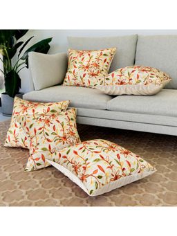 Kuber Industries - Cream Polyester Embroidery Cushion Covers (Pack of 5)
