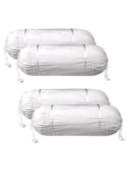 Kuber Industries - Floral Border Grey Bolster Covers (Pack of 4)