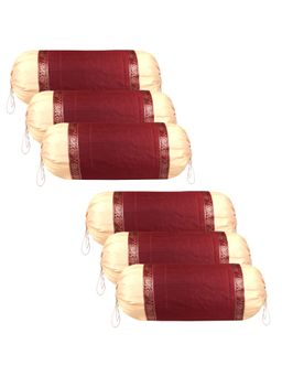Kuber Industries - Gold & Maroon Bolster Covers (Pack of 6)