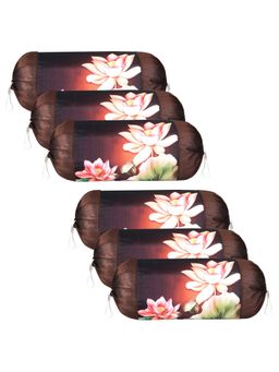Kuber Industries - Floral Brown Bolster Covers (Pack of 6)