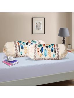 Kuber Industries - Multi Feather Cream Bolster Covers (Pack of 2)