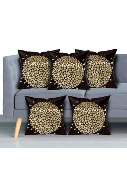 Kuber Industries - Brown Abstract Design Velvet Cushion Covers (Pack of 5)