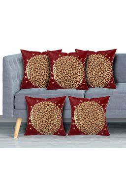 Kuber Industries - Red Abstract Design Velvet Cushion Covers (Pack of 5)
