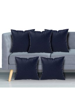 Kuber Industries - Navy Blue Dot Printed Velvet Pillows Covers (Pack of 5)