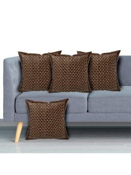Kuber Industries - Brown Check Design Velvet Cushion Covers (Pack of 4)