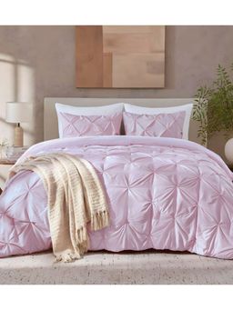 the White Moss - Marquis Pinch Pleat Pink Winter Comforter with 1 Pillow Cover (Single)