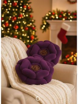 BAJO'S - Purple Rose Decorative Cushions (Pack of 2)