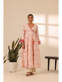 Alaya by Stage3 - Pink Embroidered Angarkha Kurta and Pant (Set of 2)