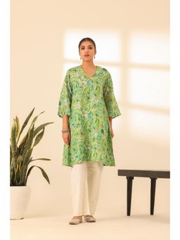 Alaya by Stage3 - Green Paisley Print A Line Kurta and Pant (Set of 2)