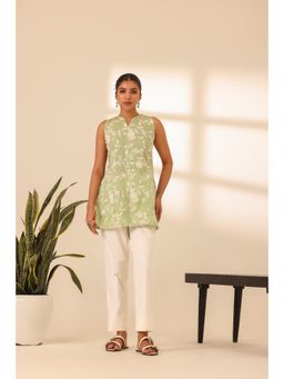 Alaya by Stage3 - Green Floral Embroidered Kurti and Pant (Set of 2)