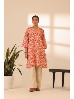 Alaya by Stage3 - Red Floral Printed A Line Kurta with Pant (Set of 2)