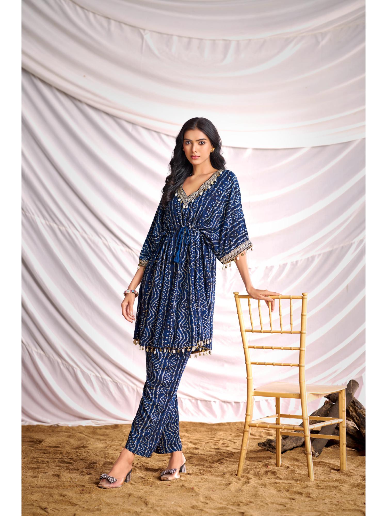 bulbul Women Navy Blue Bandhani Printed Co-Ord (Set of 2)-picture-16
