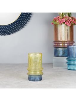 HomeTown - Phiona Glass Fluted Handcrafted Small Vase 18 Cm in Multi Colour