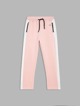 Blue Giraffe - Girls Pink Colorblocked Drawstring Regular Fit Trackpants