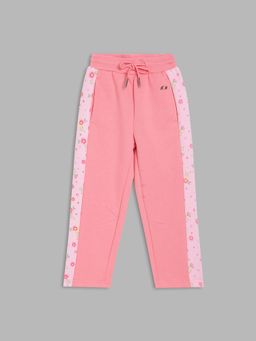 Blue Giraffe - Girls Pink Printed Drawstring Regular Fit Trackpants