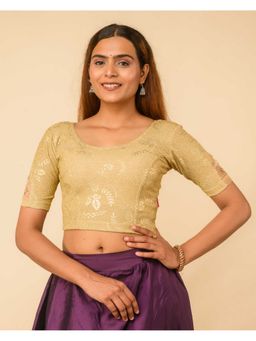 BINDIGASM'S ADVI - Women Gold Swarovski Stone Work Stretchable Slip On Stitched Blouse