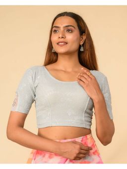 BINDIGASM'S ADVI - Women Silver Swarovski Stone Work Stretchable Slip On Stitched Blouse