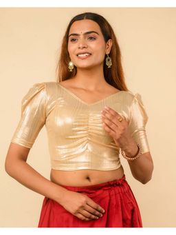 BINDIGASM'S ADVI - Women Gold Jacquard Half Sleeve Stitched Blouse