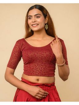 BINDIGASM'S ADVI - Women Maroon Rutvi Stretchable Stitched Blouse