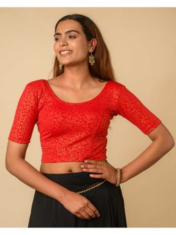 BINDIGASM'S ADVI - Women Red Rutvi Stretchable Stitched Blouse