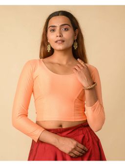 BINDIGASM'S ADVI - Women Peach High Back Neck Stretchable Slip on Stitched Blouse