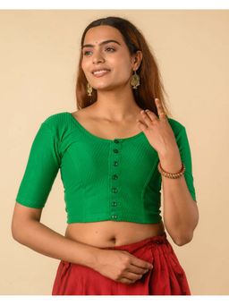 BINDIGASM'S ADVI - Women Green Bina Cotton Dobby Slip on Stitched Blouse