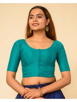 BINDIGASM'S ADVI - Women Teal Bina Cotton Dobby Slip on Stitched Blouse