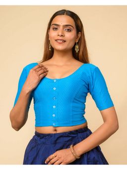BINDIGASM'S ADVI - Women Blue Bina Cotton Dobby Slip on Stitched Blouse