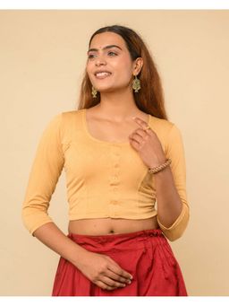 BINDIGASM'S ADVI - Women Beige Self Design Stitched Blouse