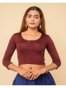 BINDIGASM'S ADVI - Women Wine Self Design Stitched Blouse