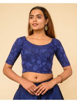 BINDIGASM'S ADVI - Women Navy Blue Yashi Round Neck Stitched Blouse