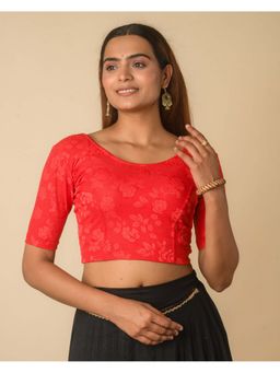 BINDIGASM'S ADVI - Women Red Yashi Round Neck Stitched Blouse