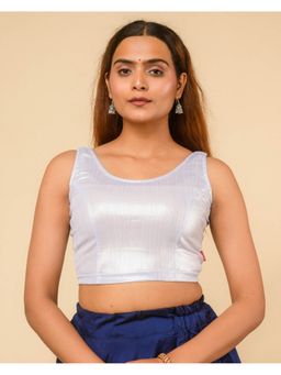 BINDIGASM'S ADVI - Women Silver Oorfi Stretchable Stitched Blouse