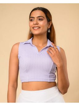 BINDIGASM'S ADVI - Women Purple Daftar Checks Sleeveless Stitched Blouse