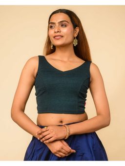 BINDIGASM'S ADVI - Women Green Vidya V-Neck Stitched Blouse