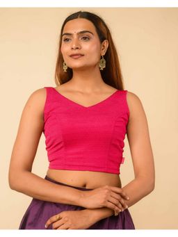 BINDIGASM'S ADVI - Women Pink Vidya V-Neck Stitched Blouse