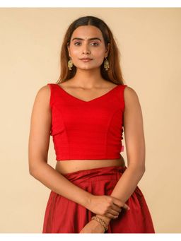 BINDIGASM'S ADVI - Women Red Vidya V-Neck Stitched Blouse