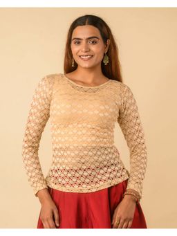 BINDIGASM'S ADVI - Women Beige Maria Lace Stitched Blouse with Overlay