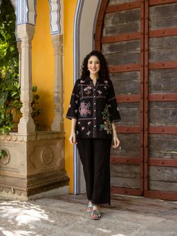 AADEWS - Women Chirag Black Embroidery Co-Ord Set
