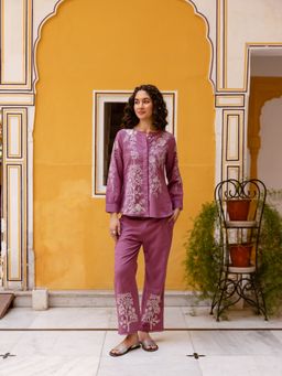 AADEWS - Women Kite Mauve Embroidery Co-Ord Set