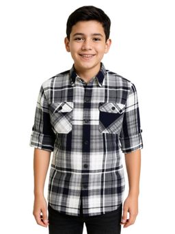 CAVIO - Black Boys Cotton Regular Fit Checks Shirt