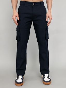 Rock.it - Navy Blue Cotton Blend Solid Cargo