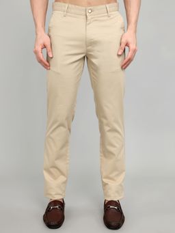 Monte Carlo - Beige Cotton Blend Solid Trouser