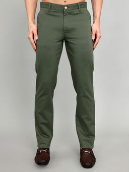Monte Carlo - Olive Cotton Blend Solid Trouser