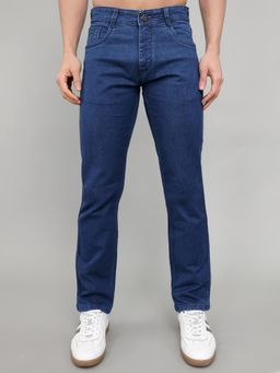 Monte Carlo - Blue Cotton Blend Solid Jeans