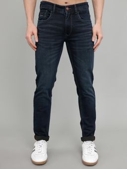 Monte Carlo - Blue Cotton Blend Solid Jeans