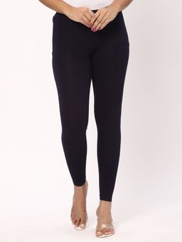 R&B - Women Navy Blue Cotton Ankle Length Leggings